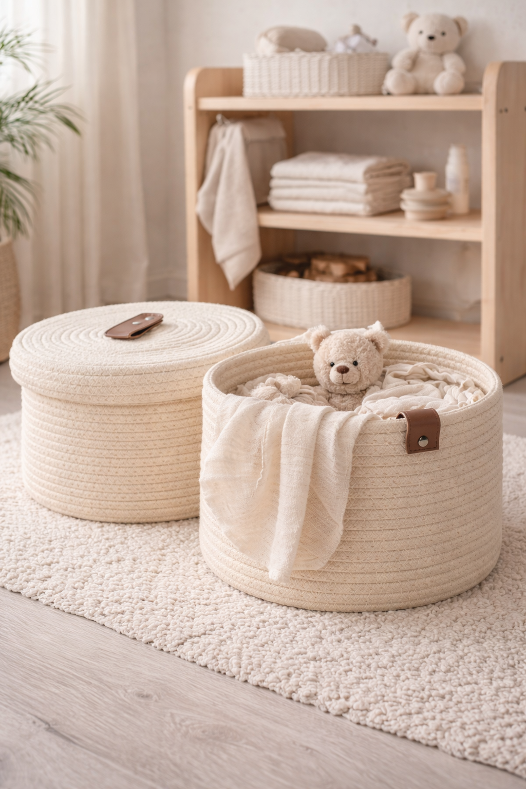 Opbevaringskurv med Låg – Natur