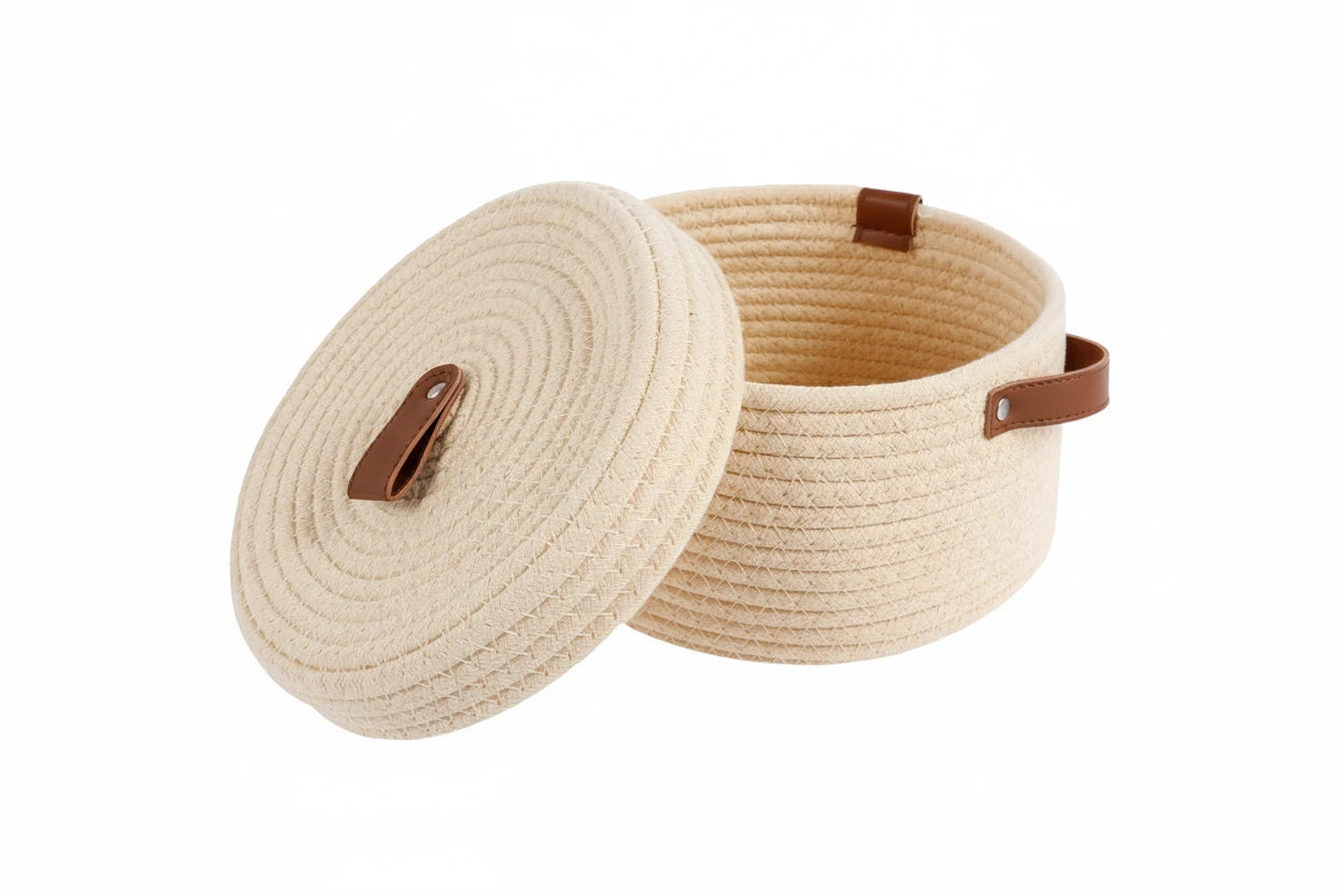 Opbevaringskurv med Låg – Natur