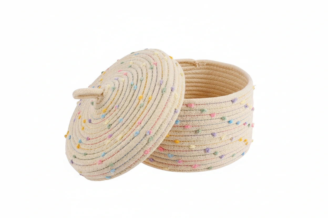 Opbevaringskurv med Låg – Natur